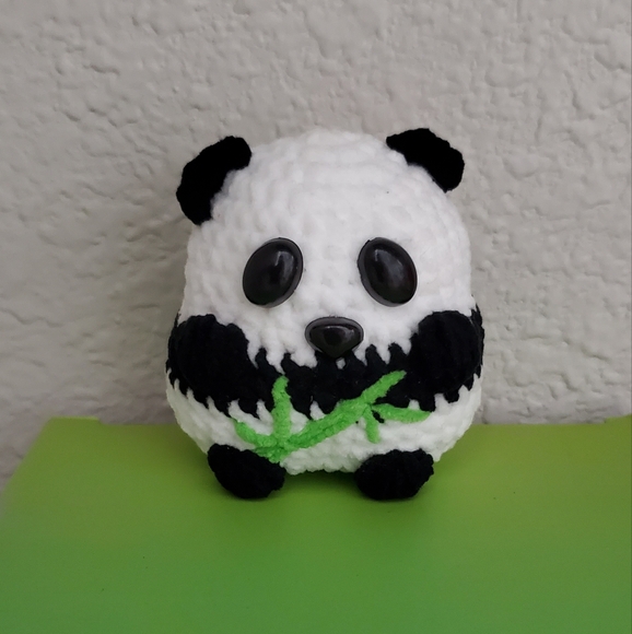 crochet red panda - TikTok Shop Adorable Crochet Handmade Panda With Bamboo Stuffed Plush Toy Keychain